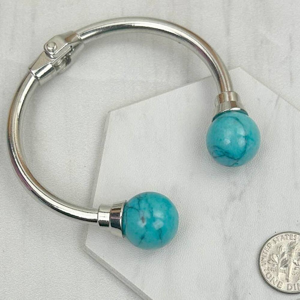 Silver Turquoise Cuff Bracelet Western Boho Bangle